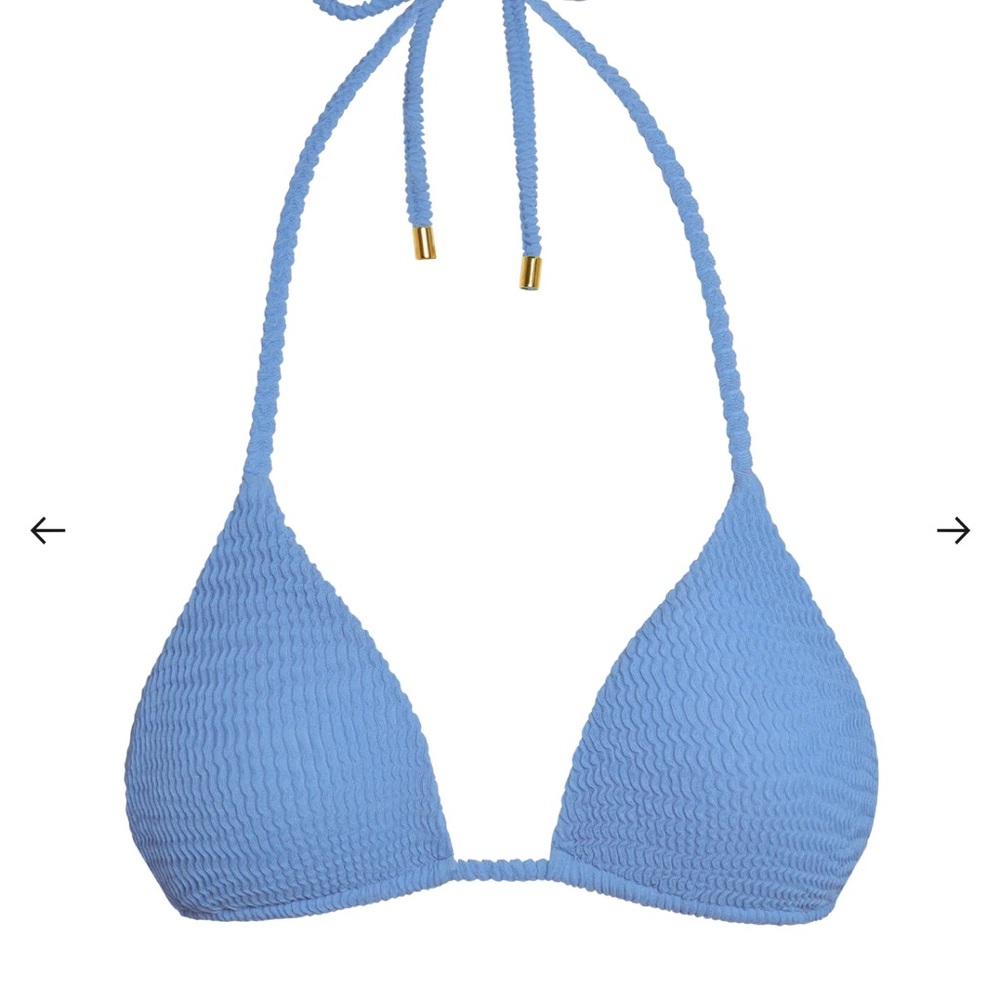 Blue Triangle Textured Bikini Top - Women Swim
